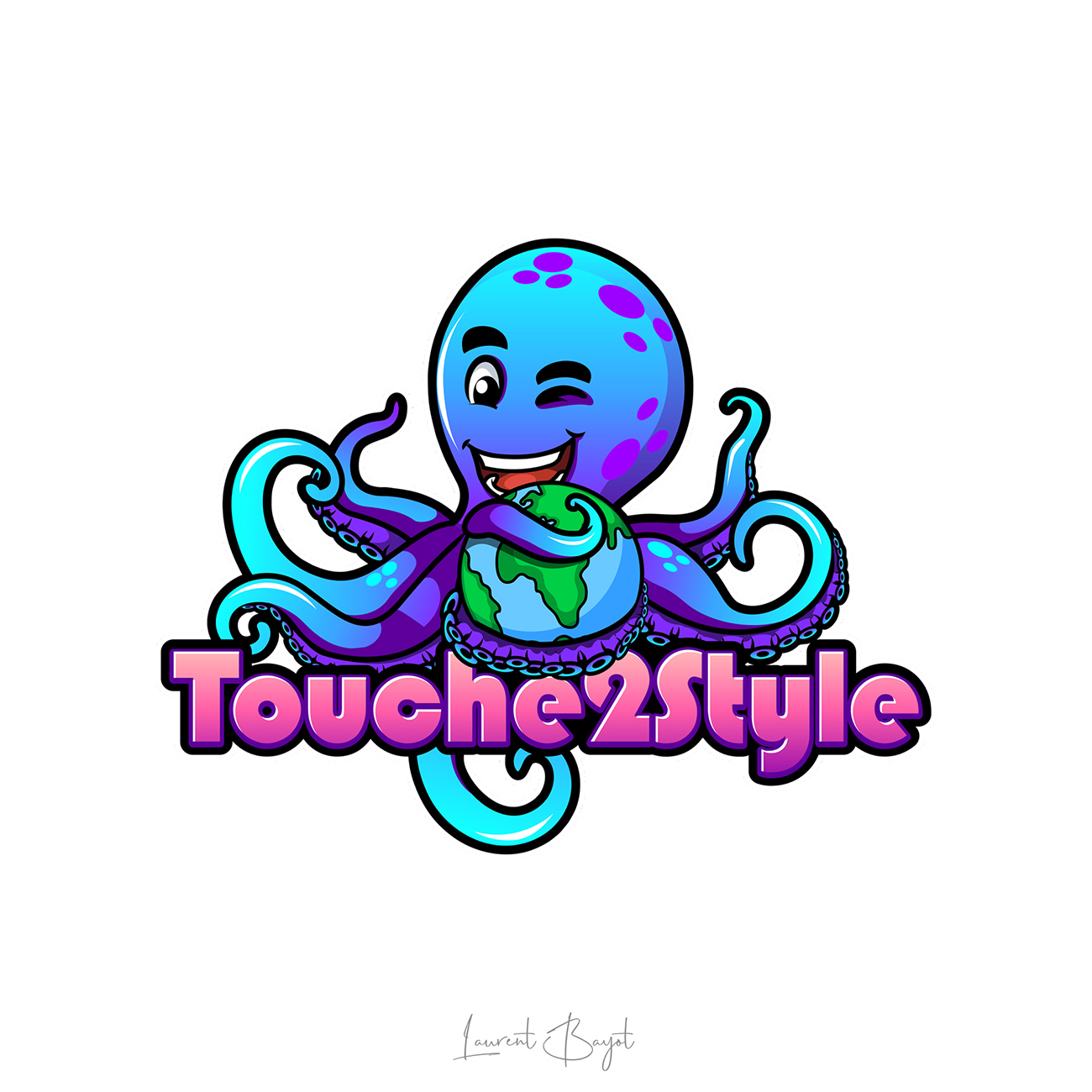 logo mascotte pieuvre touche2style